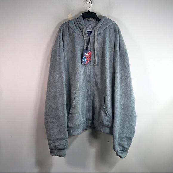 HanTon Faux Fur Lined Zip Hoodie, Size 4XL - Light Grey Men´s Sweatshirts & Hoodies